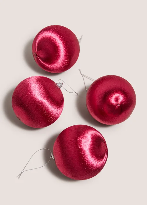 4 Pack Burgundy Satin Baubles Image 2