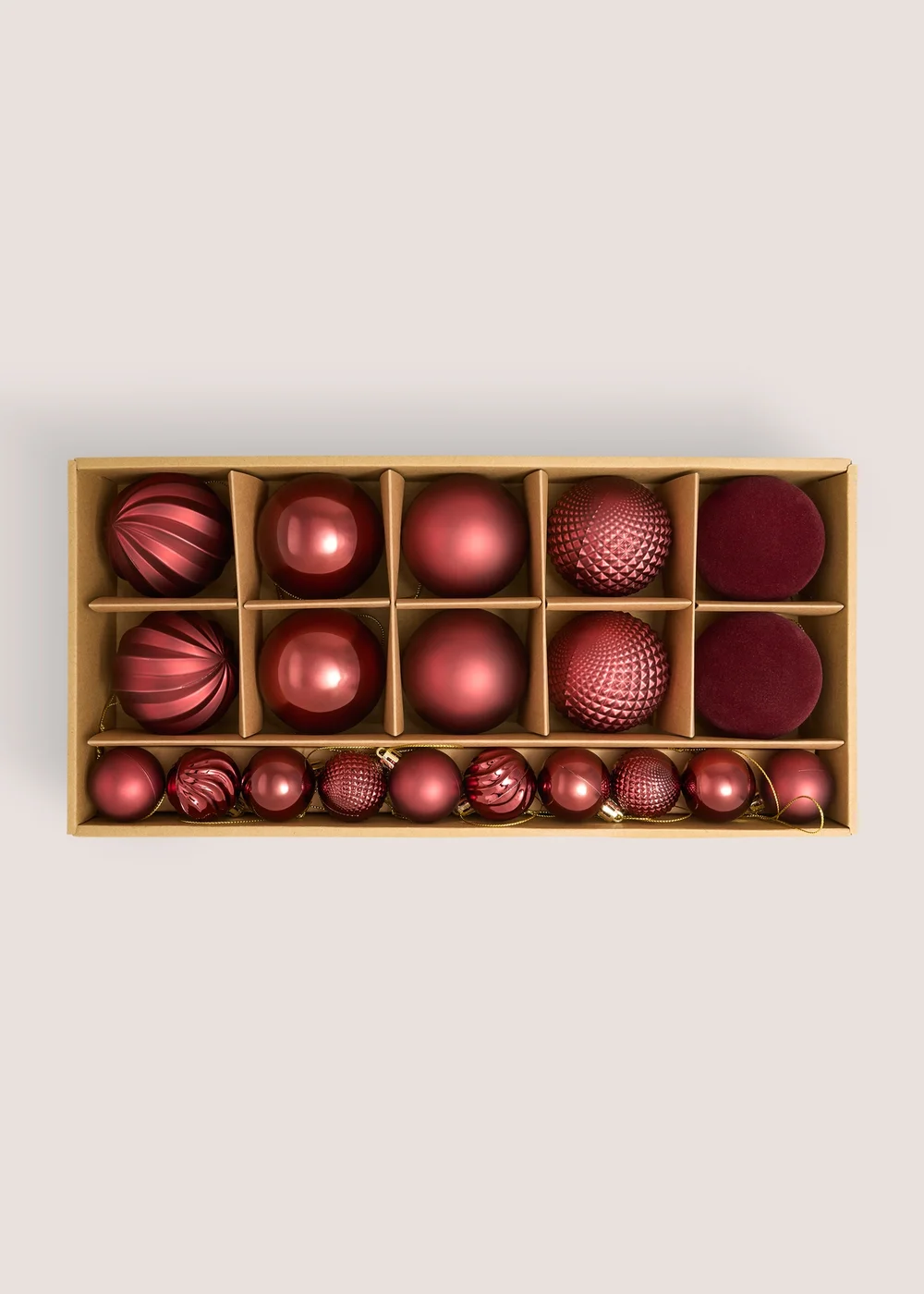 20 Pack Burgundy Baubles Image 1
