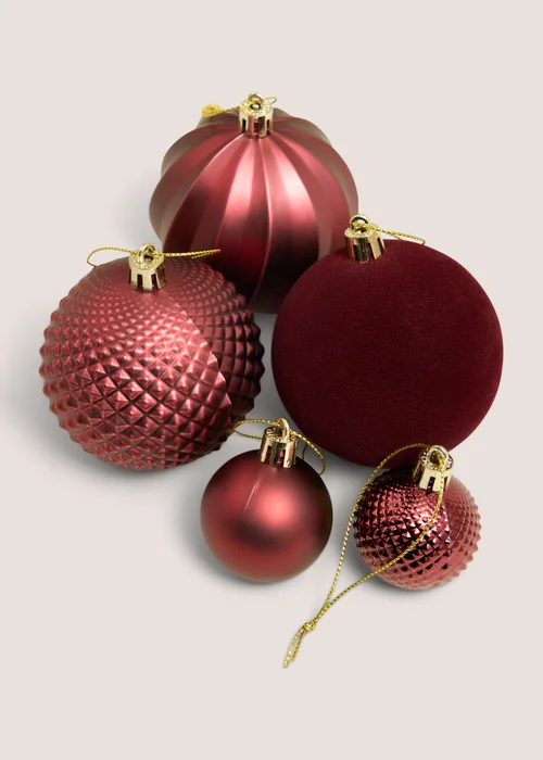 20 Pack Burgundy Baubles Image 2