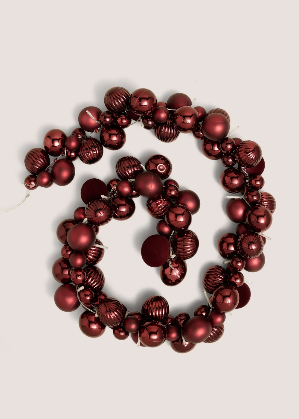 Burgundy Pre Lit Christmas Bauble Garland Image 1
