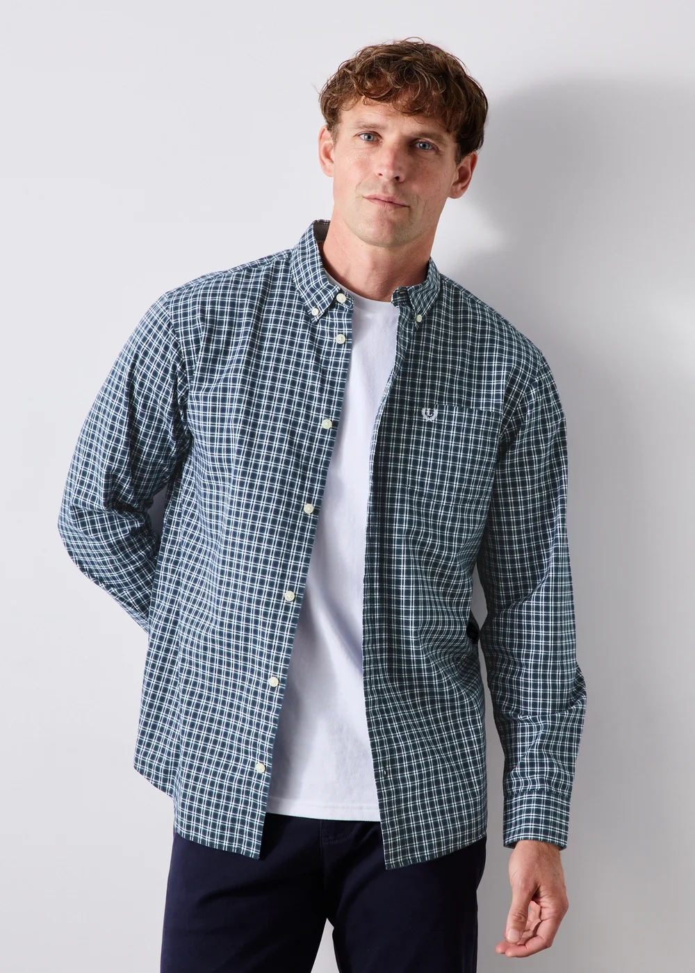 Lincoln Navy Mini Check Shirt - S Image 1