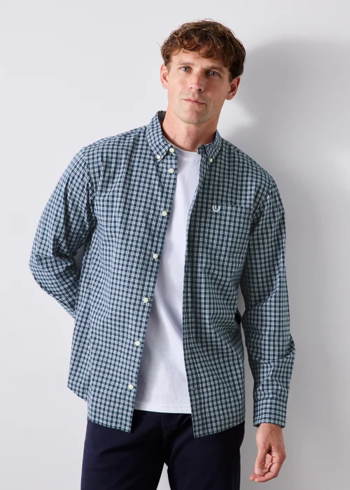 Lincoln Navy Mini Check Shirt - S Image 1