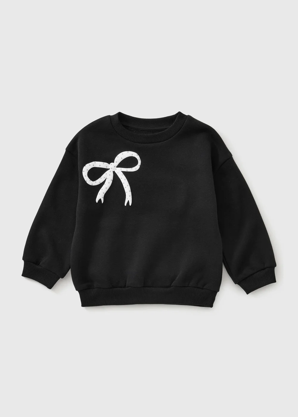 Girls Black Bow Print Sweatshirt(1-8yrs) - 1-1.5 Yrs Image 1