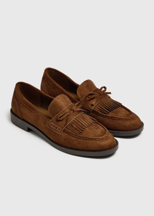 Tan Faux Suede Chunky Loafers - 3 Image 1