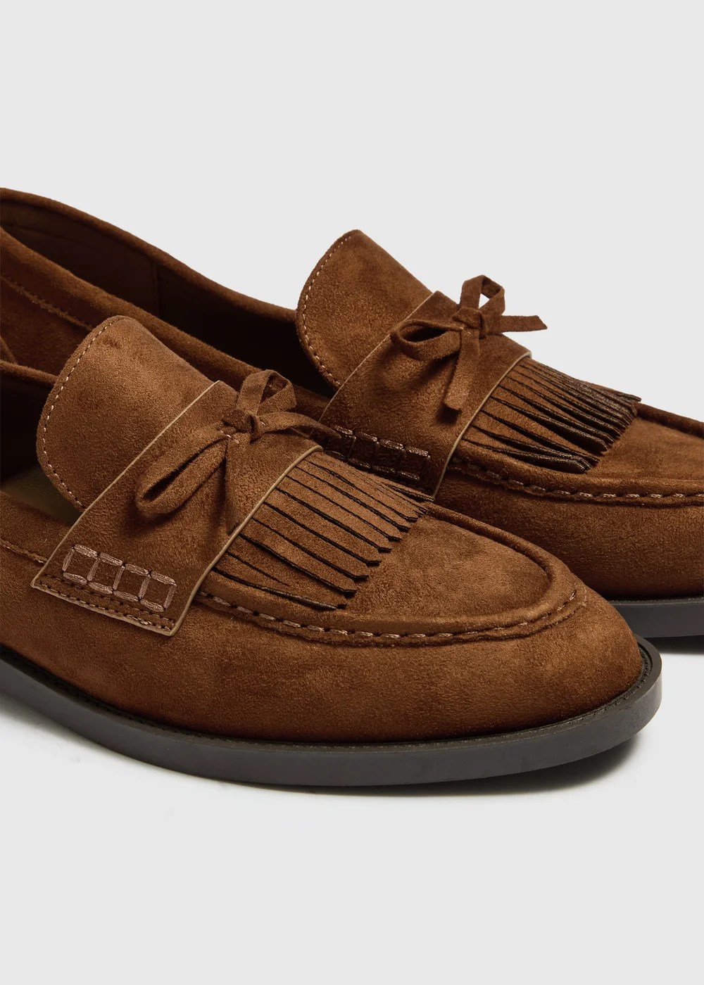 Tan Faux Suede Chunky Loafers - 3 Image 2