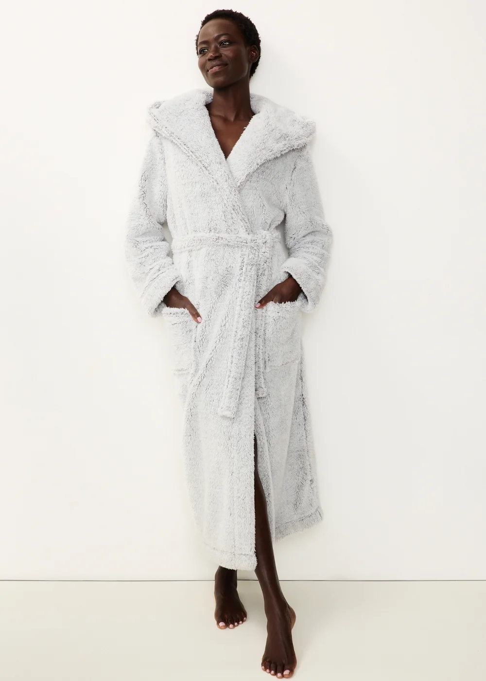 Grey Hooded Dressing Gown - XS Image 1