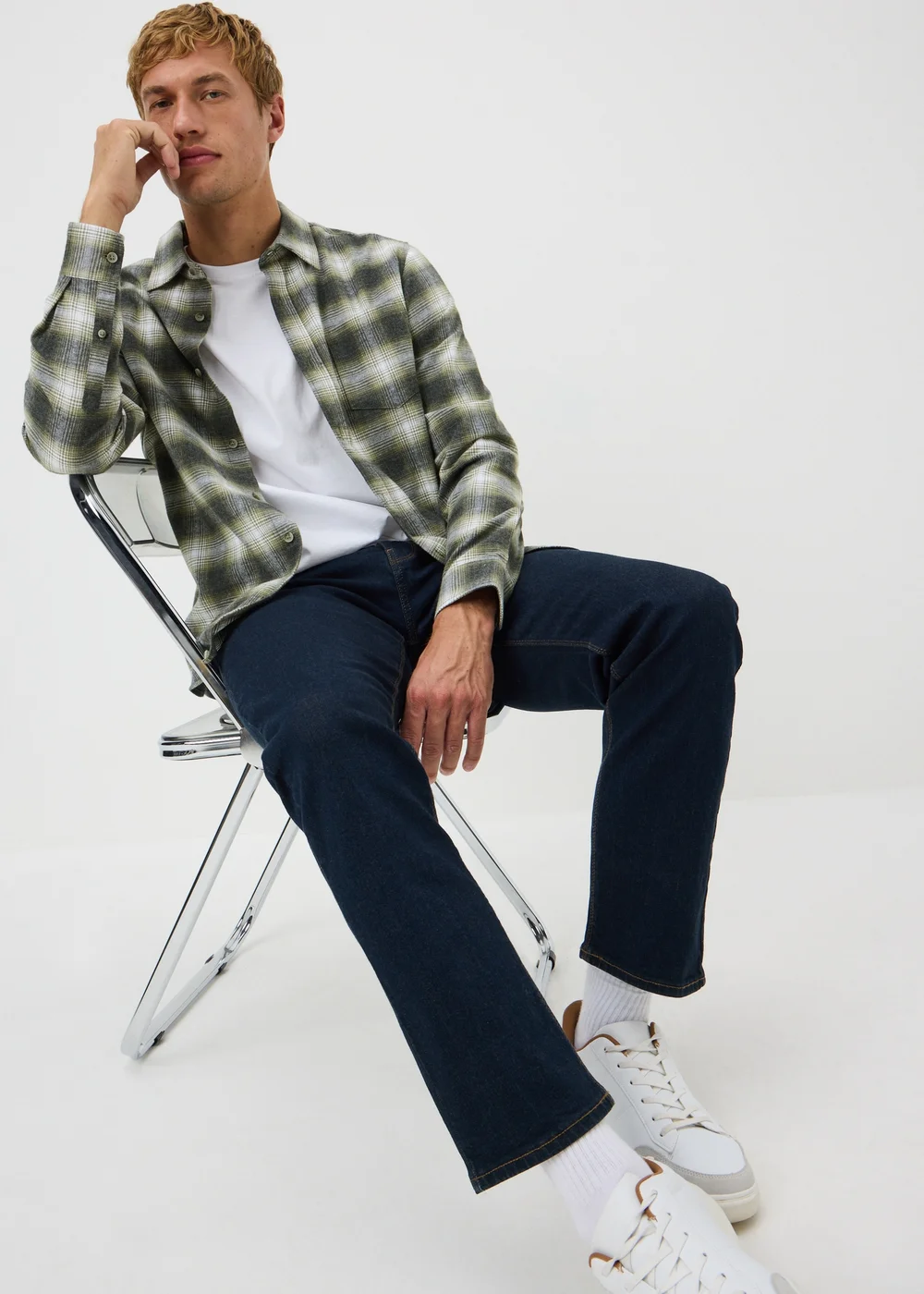 Khaki Check Flannel Shirt - S Image 1