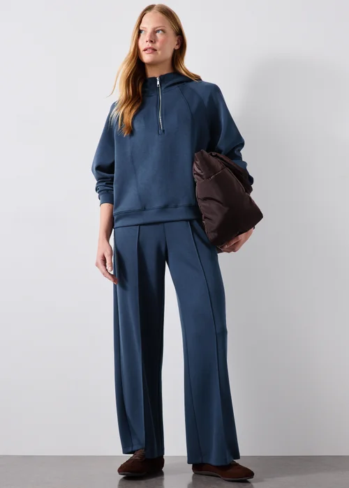 Navy Sandwash Half Zip Hoodie - XS Image 2