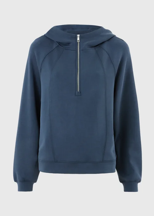 Navy Sandwash Half Zip Hoodie - XS Image 3