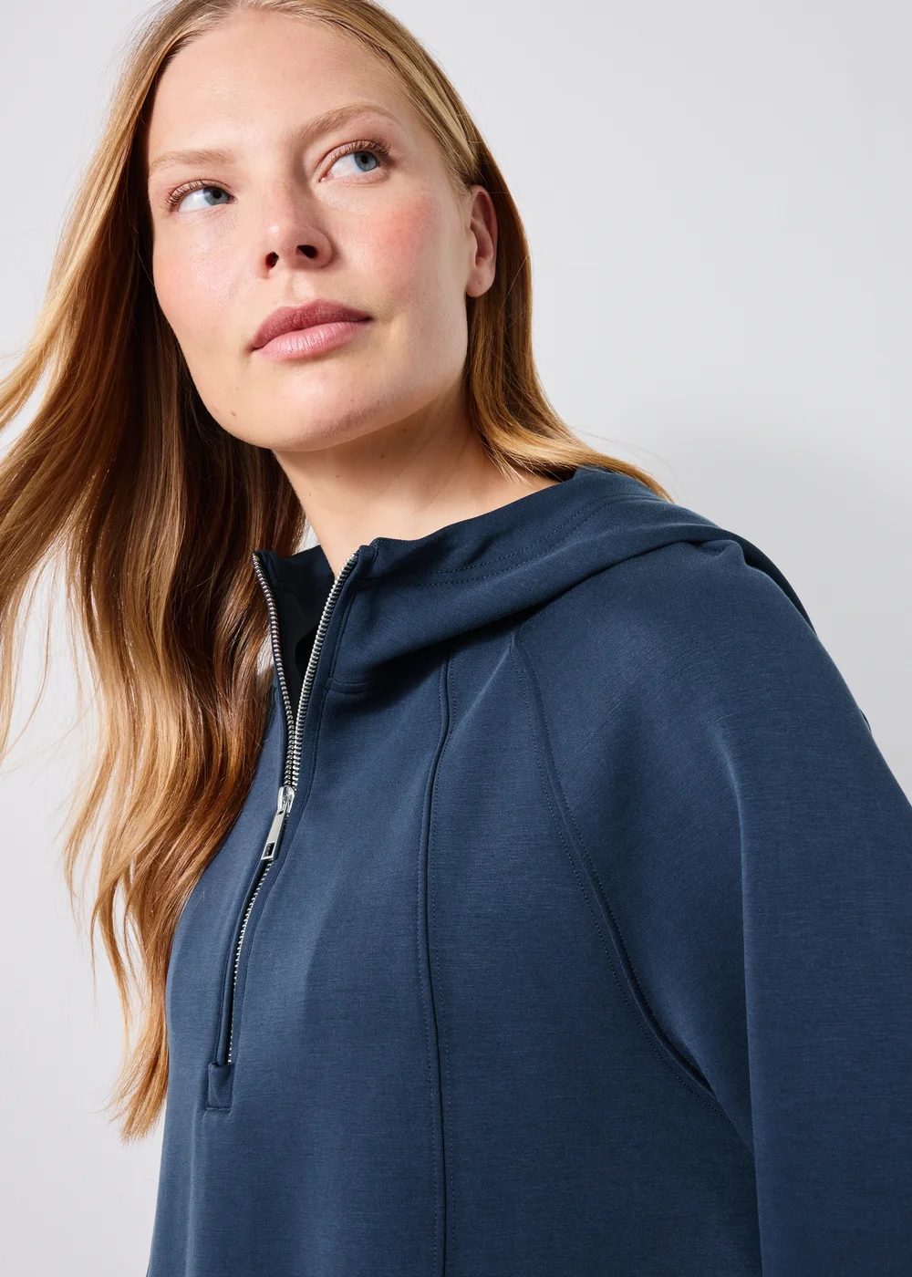 Navy Sandwash Half Zip Hoodie - XS Image 1