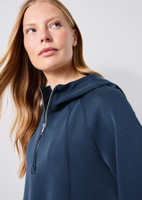 Navy Sandwash Half Zip Hoodie - XS Image 1