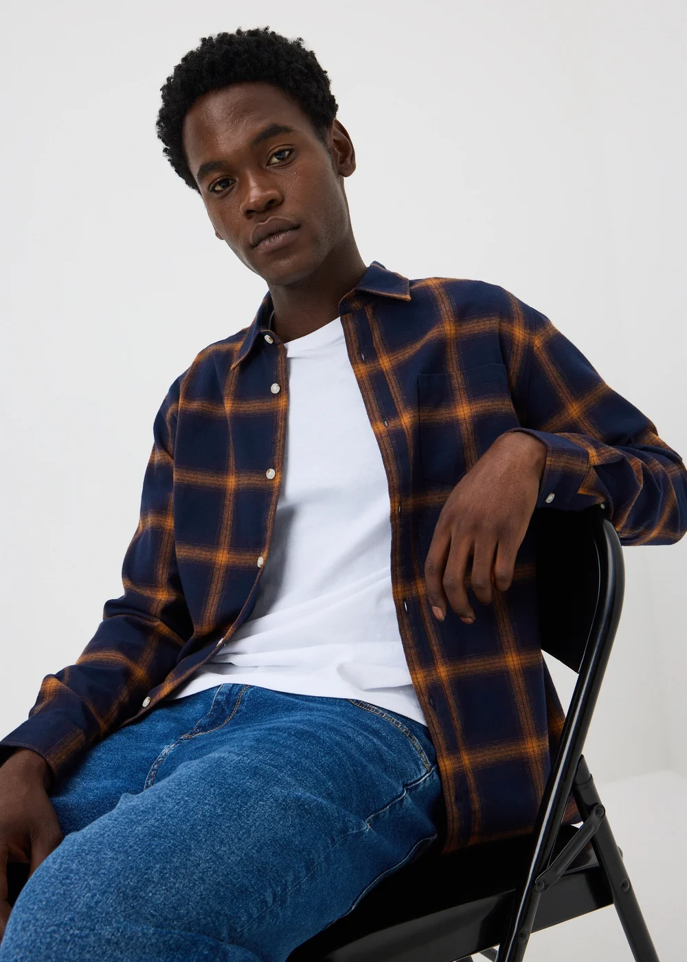 Orange Check Flannel Shirt - S Image 1