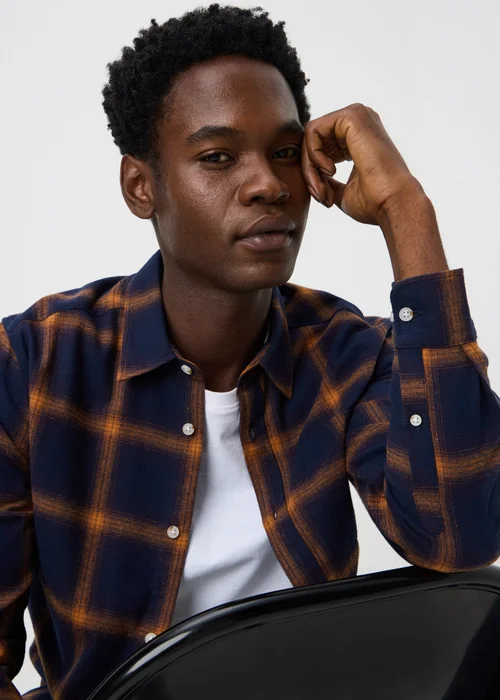 Orange Check Flannel Shirt - S Image 3