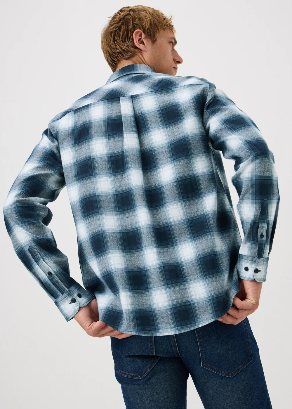 Blue Checked Flannel Shirt - S Image 2