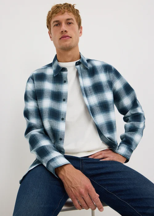 Blue Checked Flannel Shirt - S Image 1