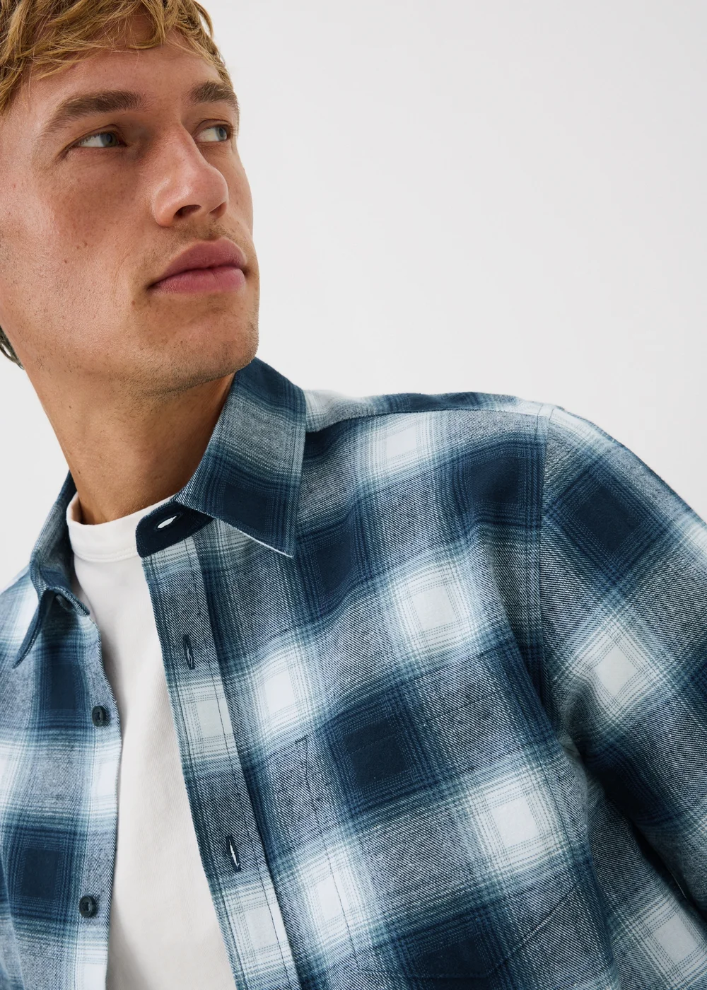 Blue Checked Flannel Shirt - S Image 3
