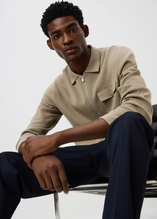 Stone Smart Zip Through Cardigan - S Image 4