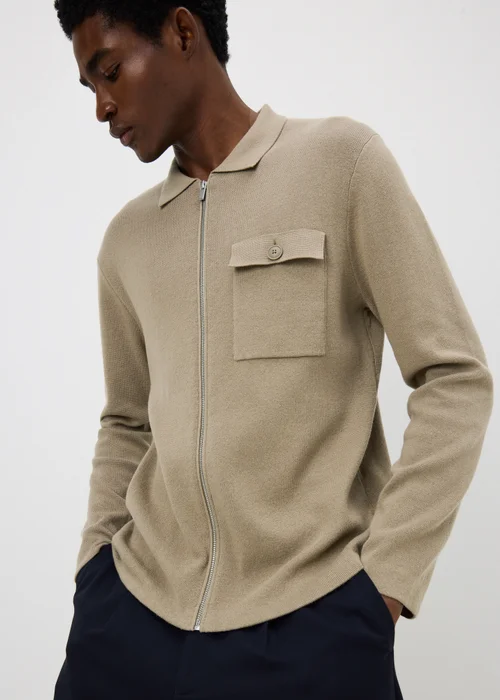 Stone Smart Zip Through Cardigan - S Image 1