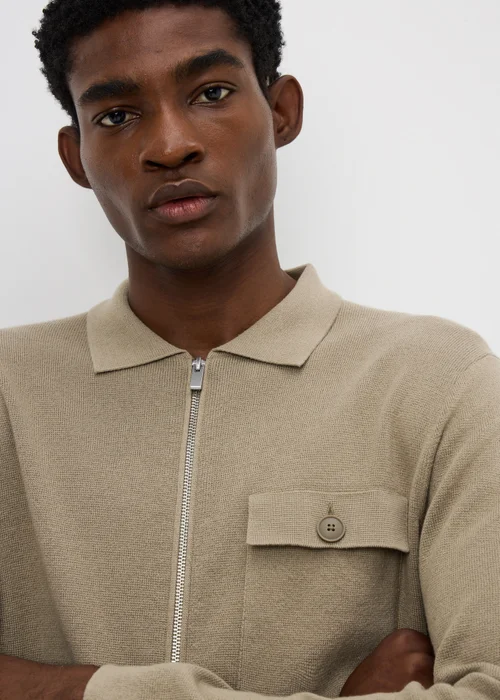 Stone Smart Zip Through Cardigan - S Image 3