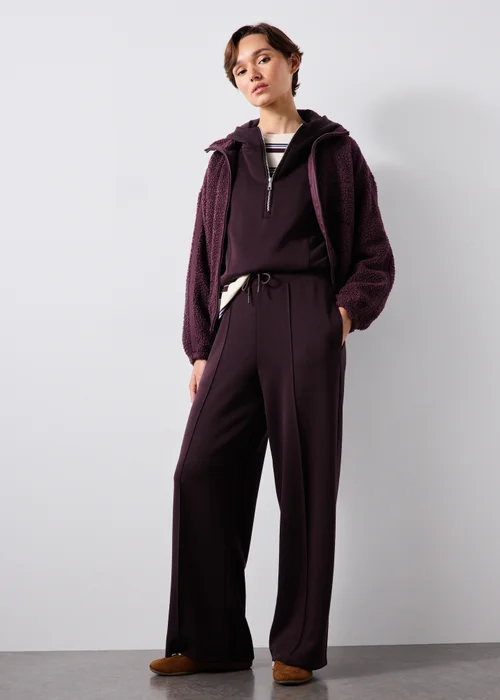 Souluxe Burgundy Wide Leg Jogging Bottoms - XS Image 1