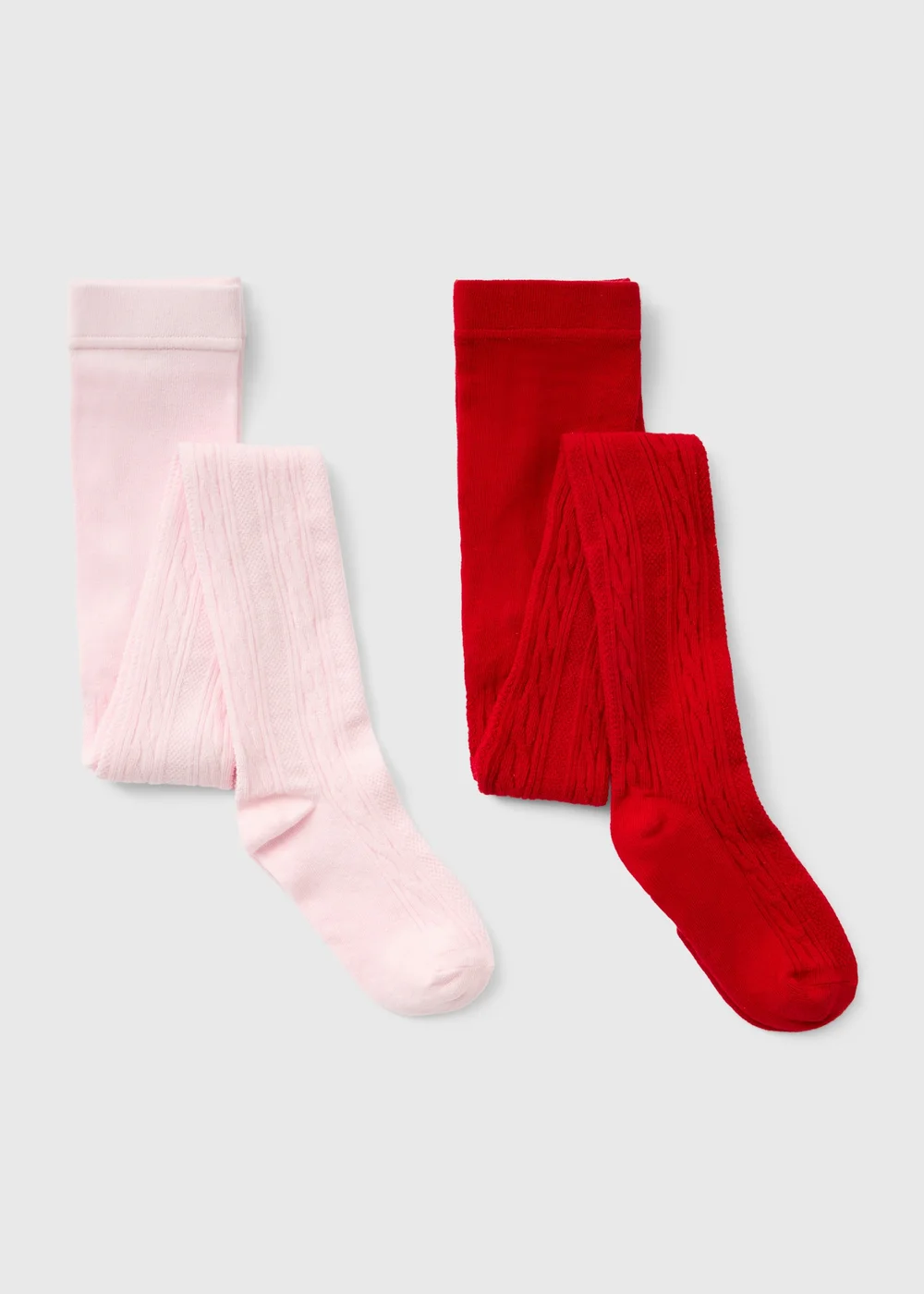 2 Pack Girls Red/Pink Tights (2-9 Yrs) - 2-3 Yrs Image 1