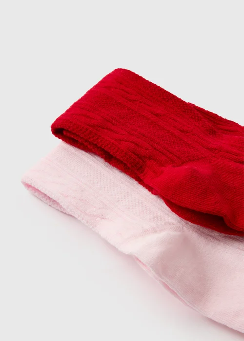 2 Pack Girls Red/Pink Tights (2-9 Yrs) - 2-3 Yrs Image 2