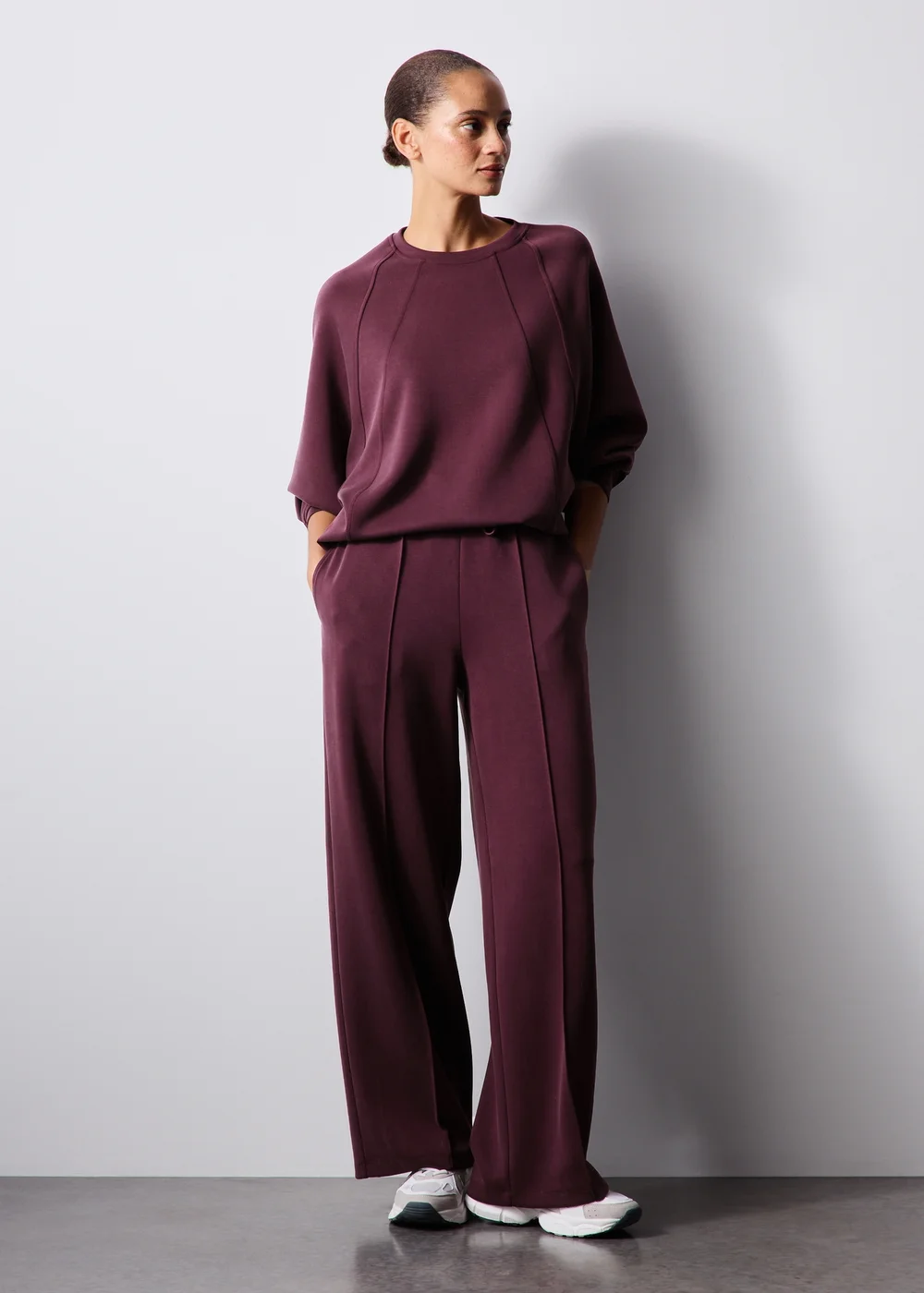 Burgundy Wide Leg Trousers - XS Image 1