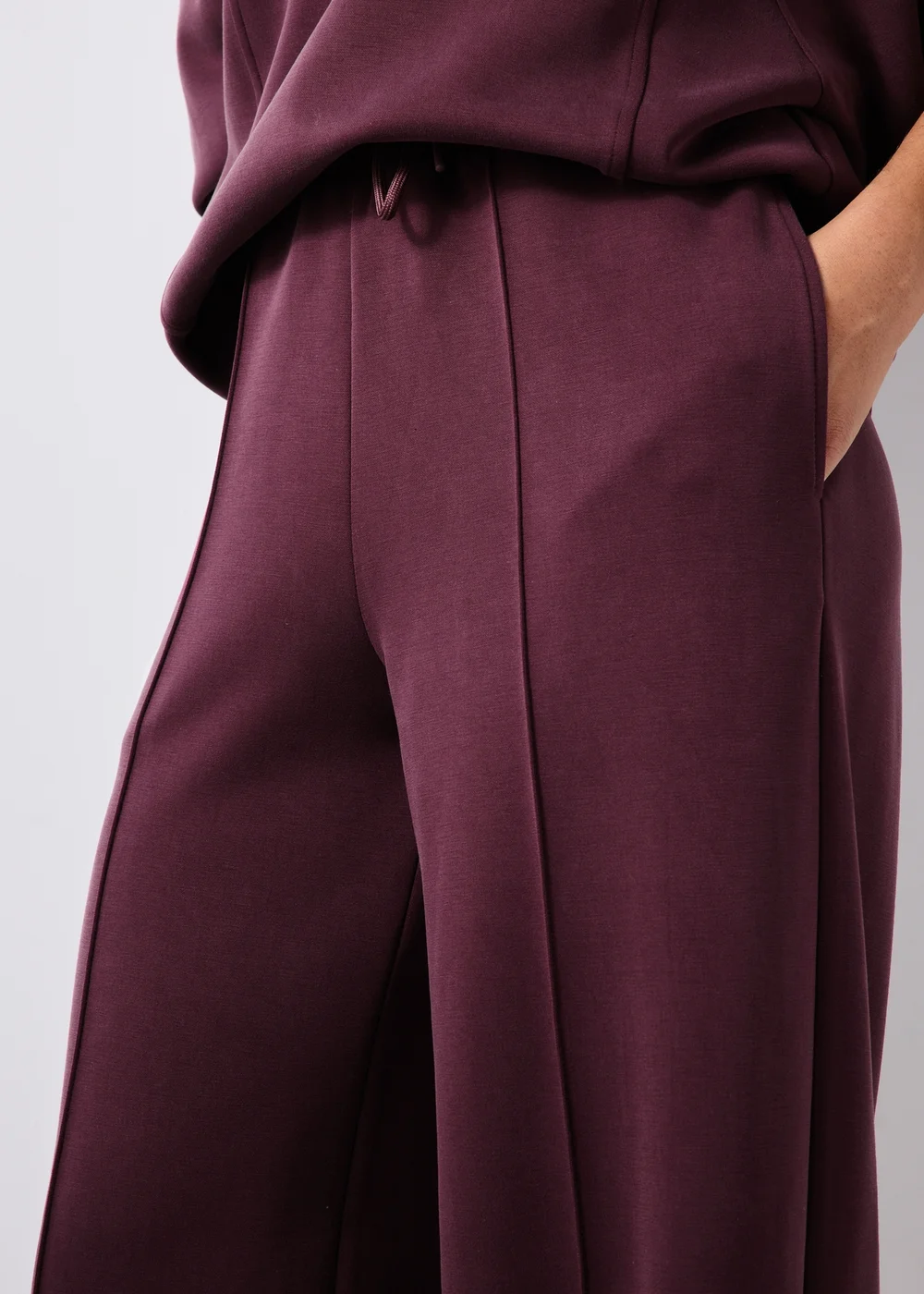 Burgundy Wide Leg Trousers - XS Image 3