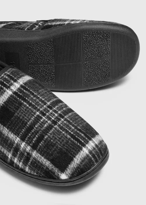 Black Check Moccasin Slippers - 6 Image 2