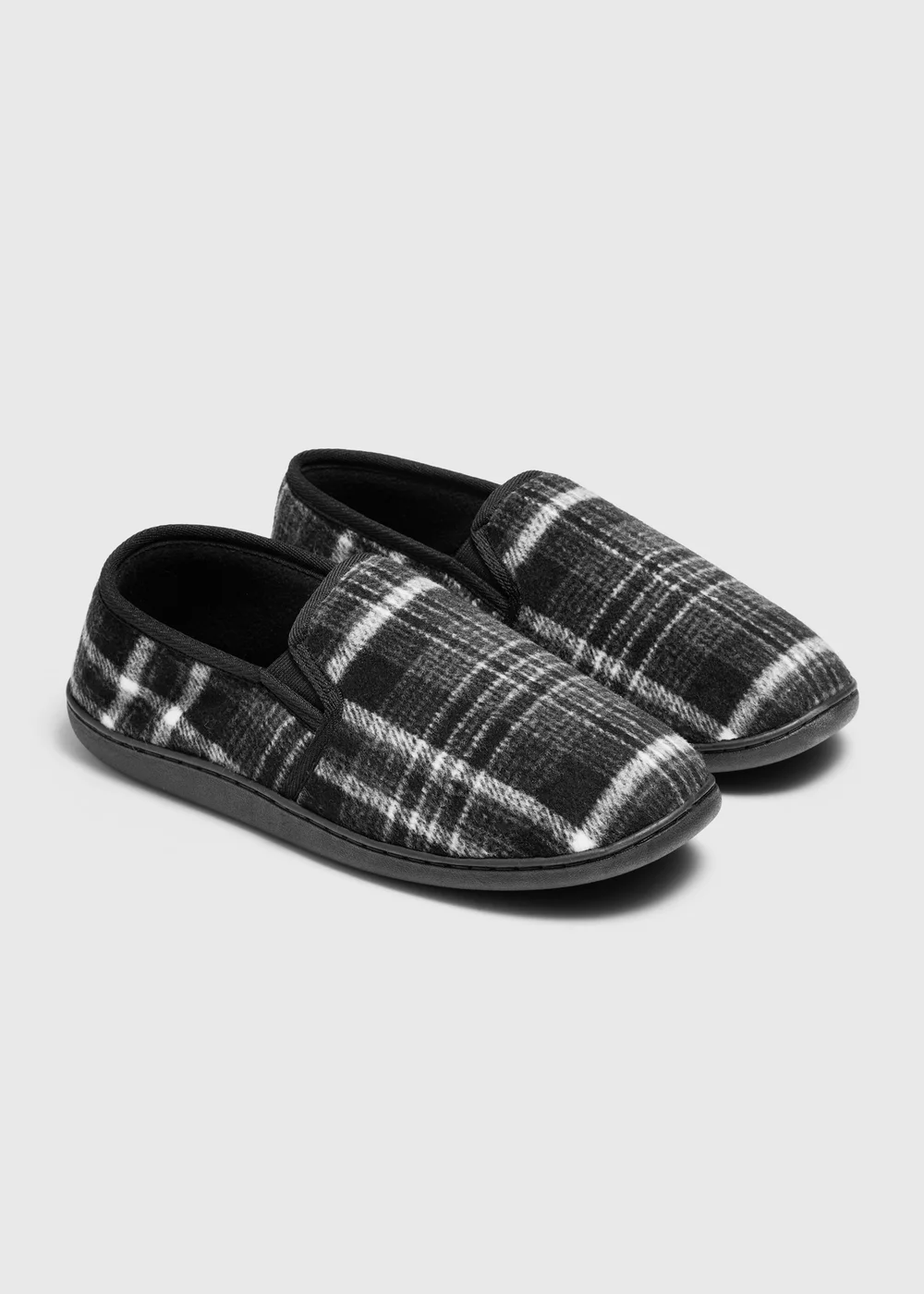 Black Check Moccasin Slippers - 6 Image 1