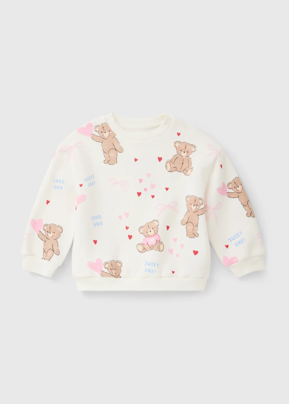 Girls Cream Teddy Sweatshirt (1-8yrs) - 1-1.5 Yrs Image 1