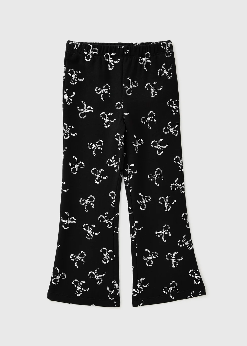 Girls Black Bow Print Flared Leggings (1-8 Yrs) - 1-1.5 Yrs Image 1