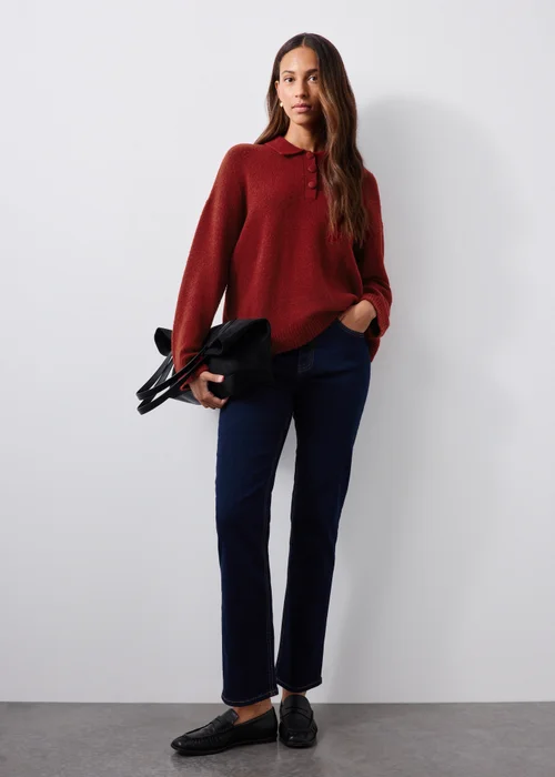 Red Open Collar Knitted Jumper - XS Image 1