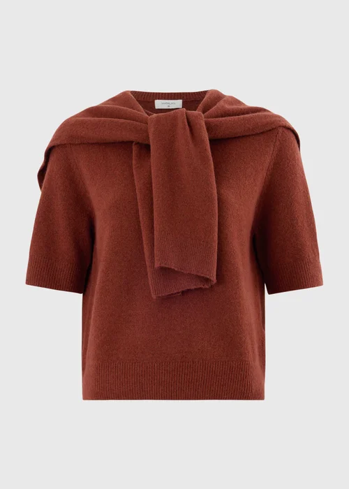 Rust Short Sleeve Tie Scarf Jumper - 8 Image 4