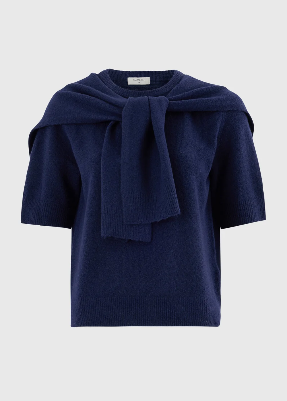 Navy Short Sleeve Tie Scarf Jumper - 8 Image 4