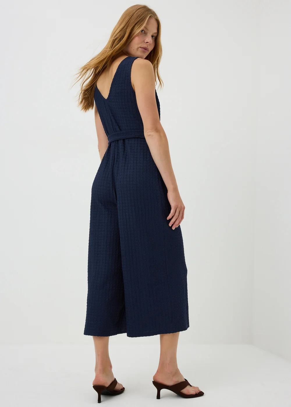 Navy Textured Jumpsuit - 8 Image 1