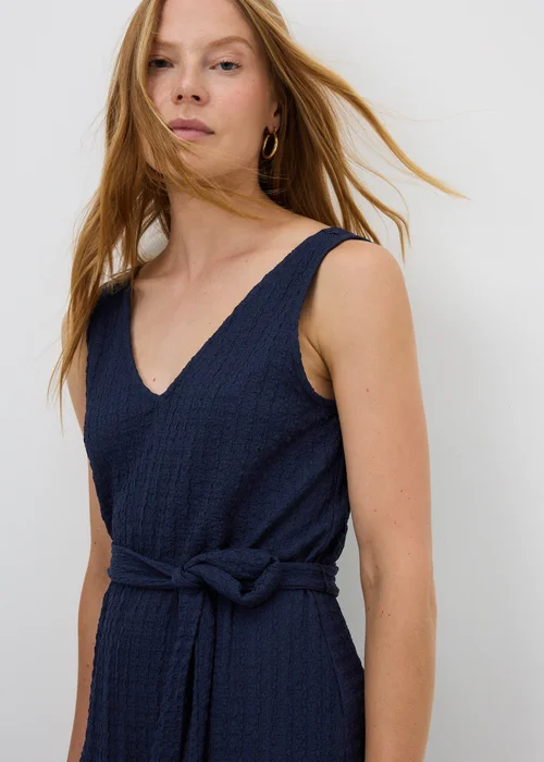 Navy Textured Jumpsuit - 8 Image 2