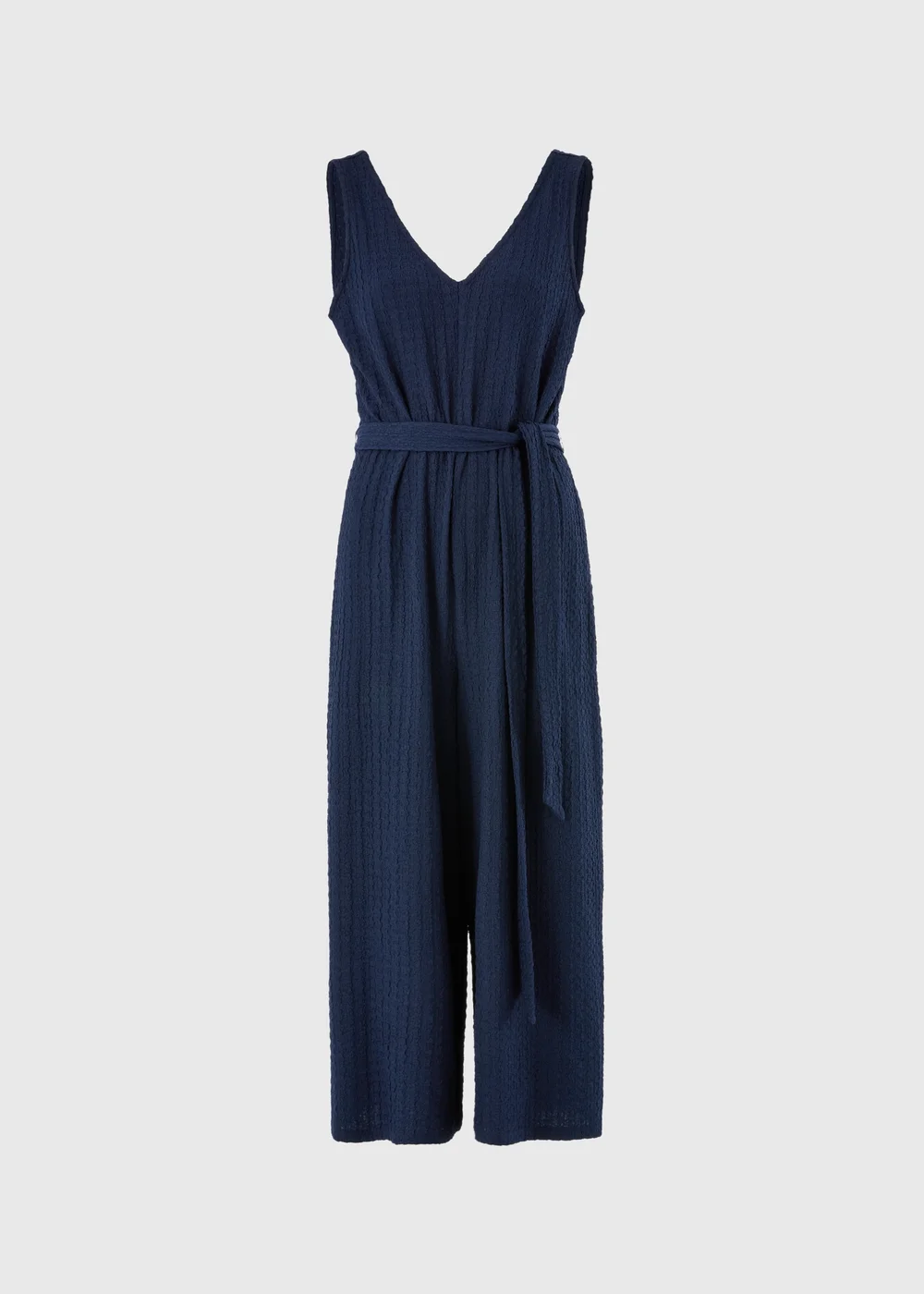 Navy Textured Jumpsuit - 8 Image 3