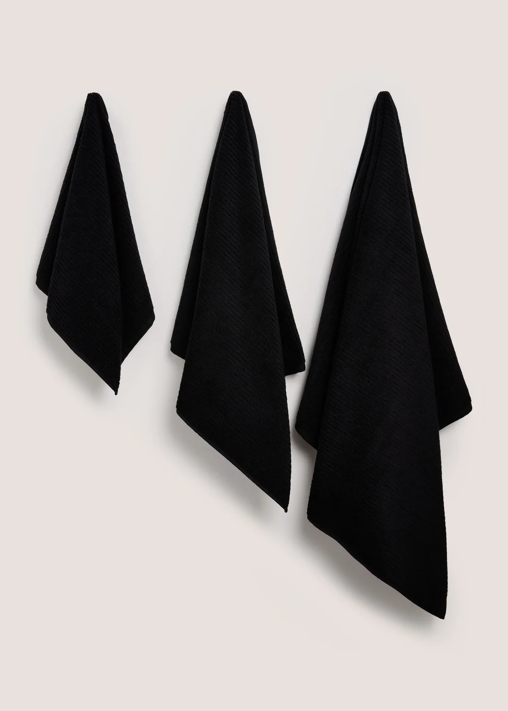 Black Skinny Rib Towel - Hand Towel Image 1