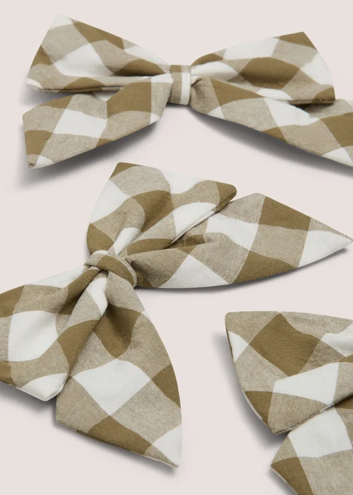 3 Pack Green Gingham Bows Image 2