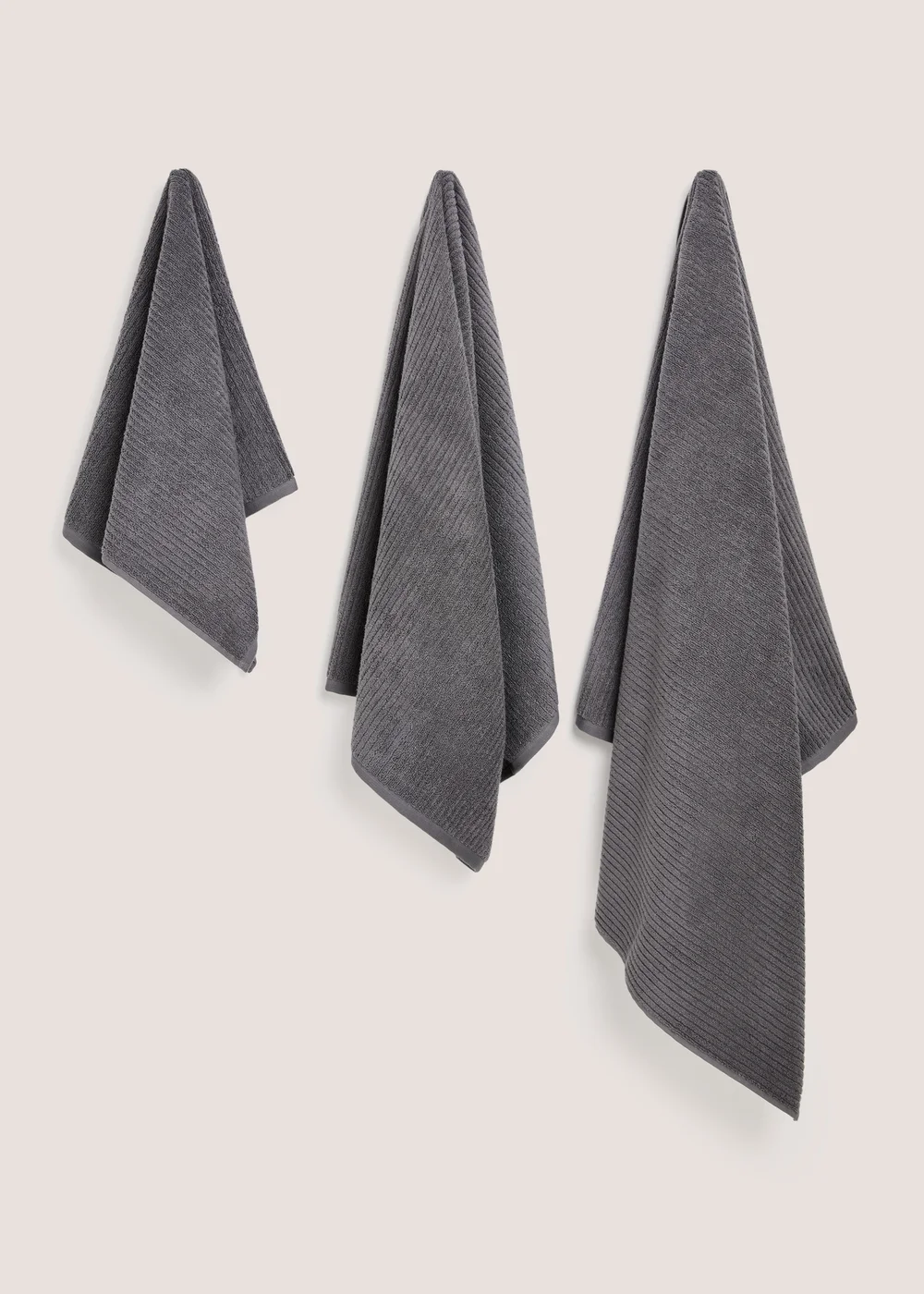 Grey Skinny Rib Towel - Hand Towel Image 1