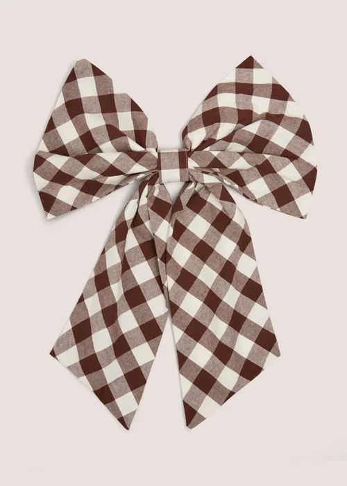Brown Gingham Large Bow Image 1