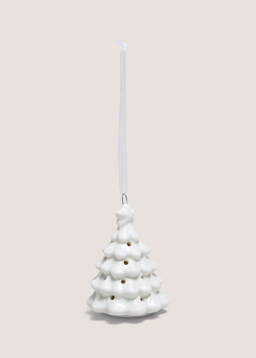 White Ceramic Christmas Tree LED Tree Decoration Image 1
