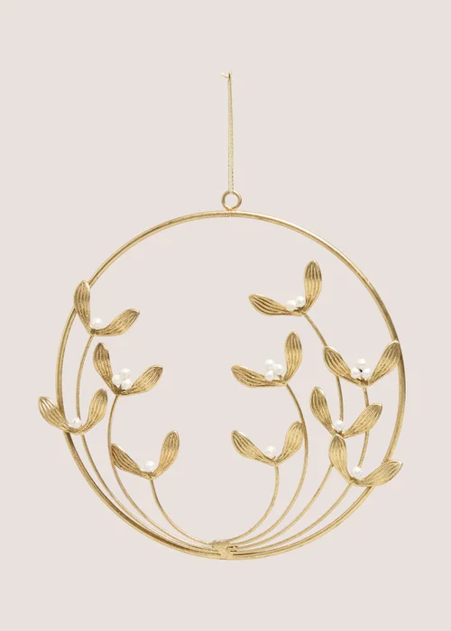 Gold Mistletoe Wall Wreath Image 1