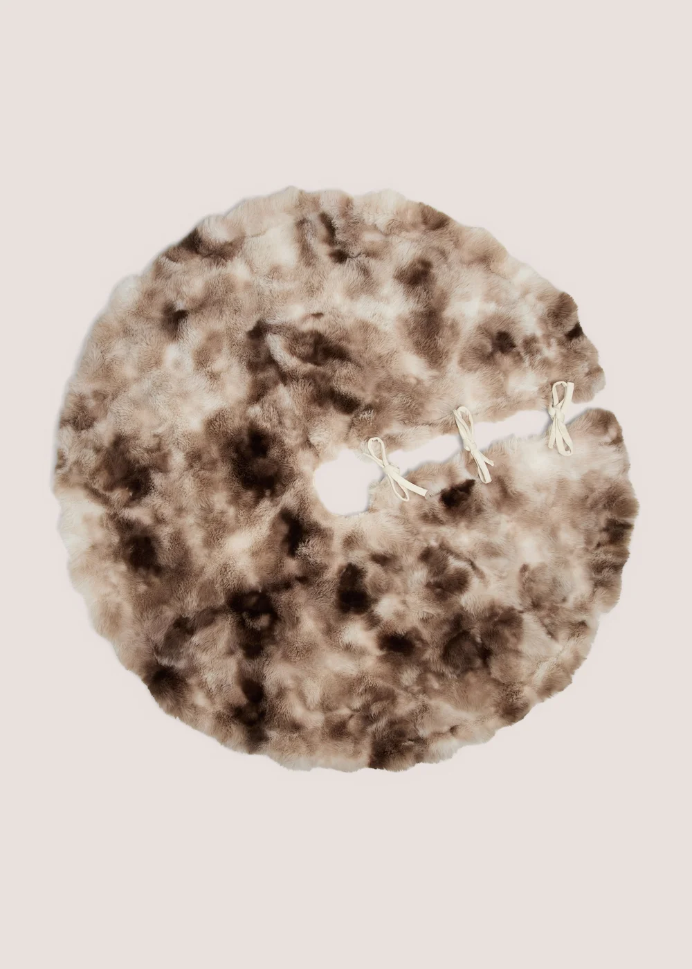 Brown Faux Fur Christmas Tree Skirt Image 1