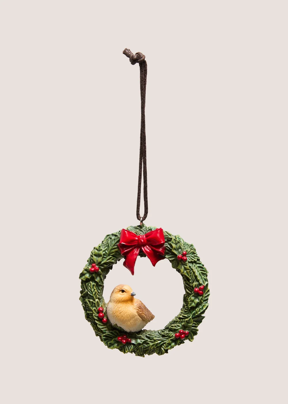 Robin Christmas Wreath Hanging Ornament Image 1