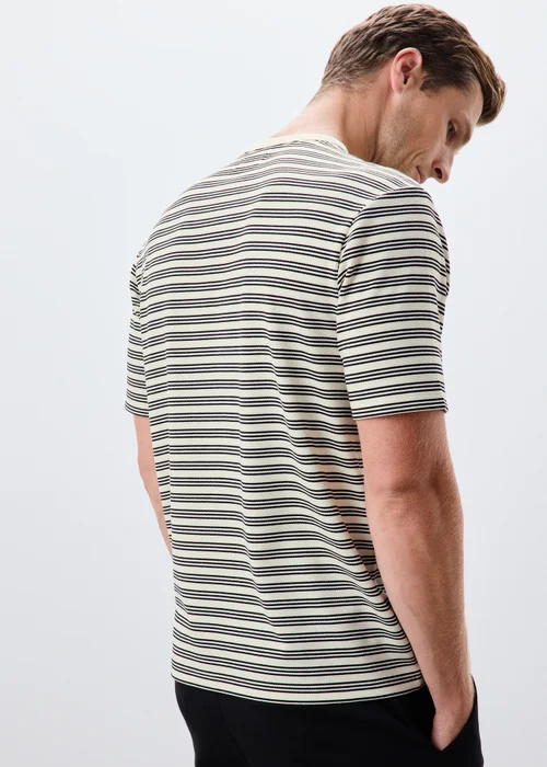 Black Striped Textured T-Shirt - S Image 2