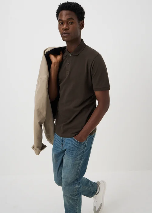 Brown Textured Polo Shirt - XS Image 1