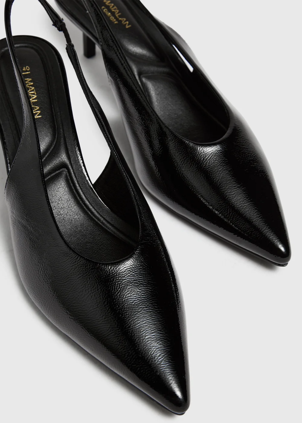 Black Faux Leather Kitten Heels - 3 Image 2