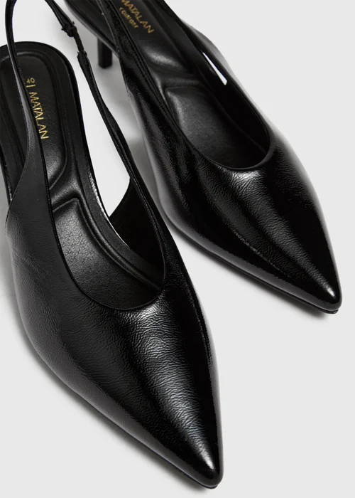 Black Faux Leather Kitten Heels - 3 Image 2